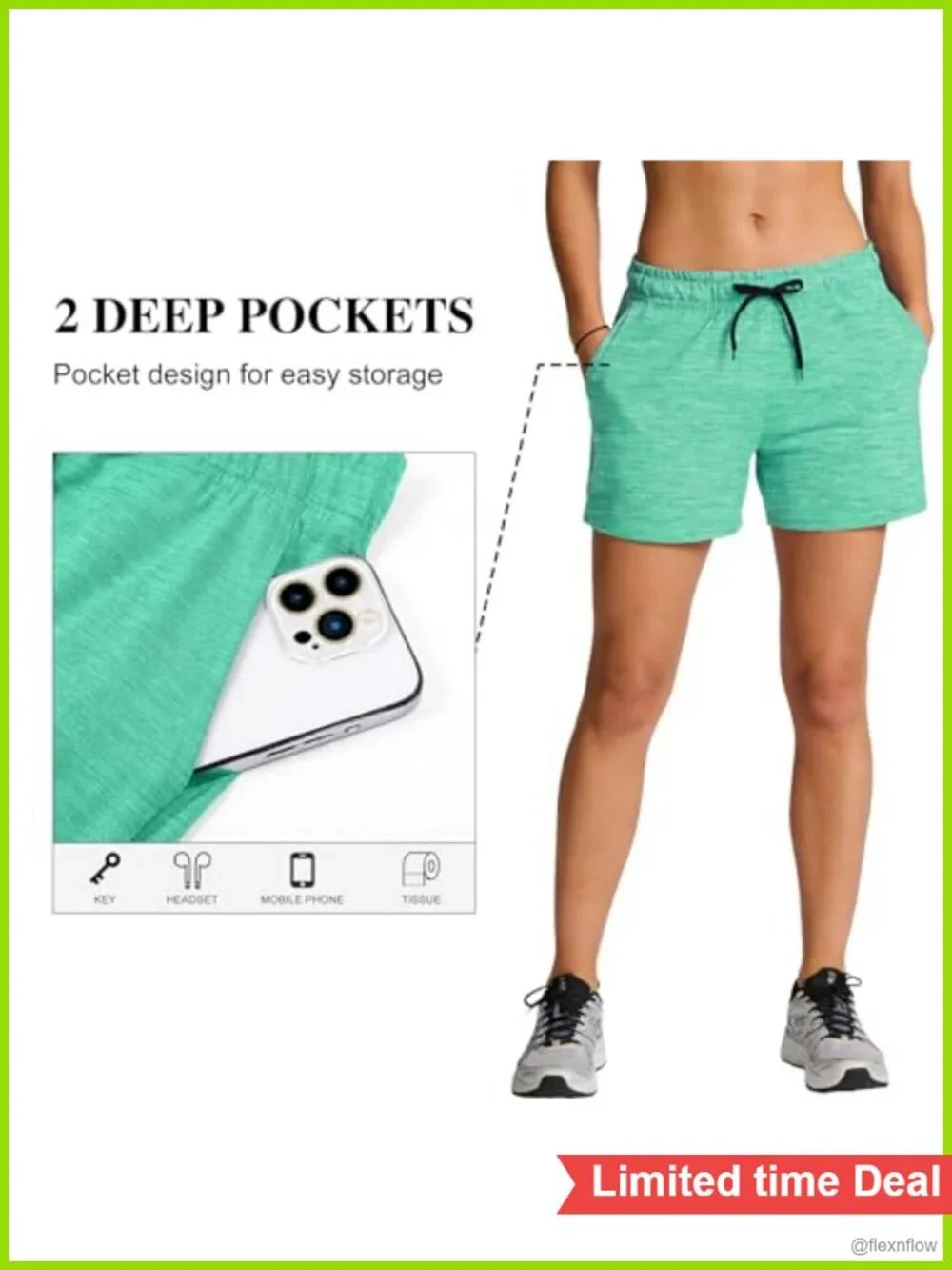 5 Pack Women Quick Dry Athletic Shorts with Pockets, Drawstring, Moisture